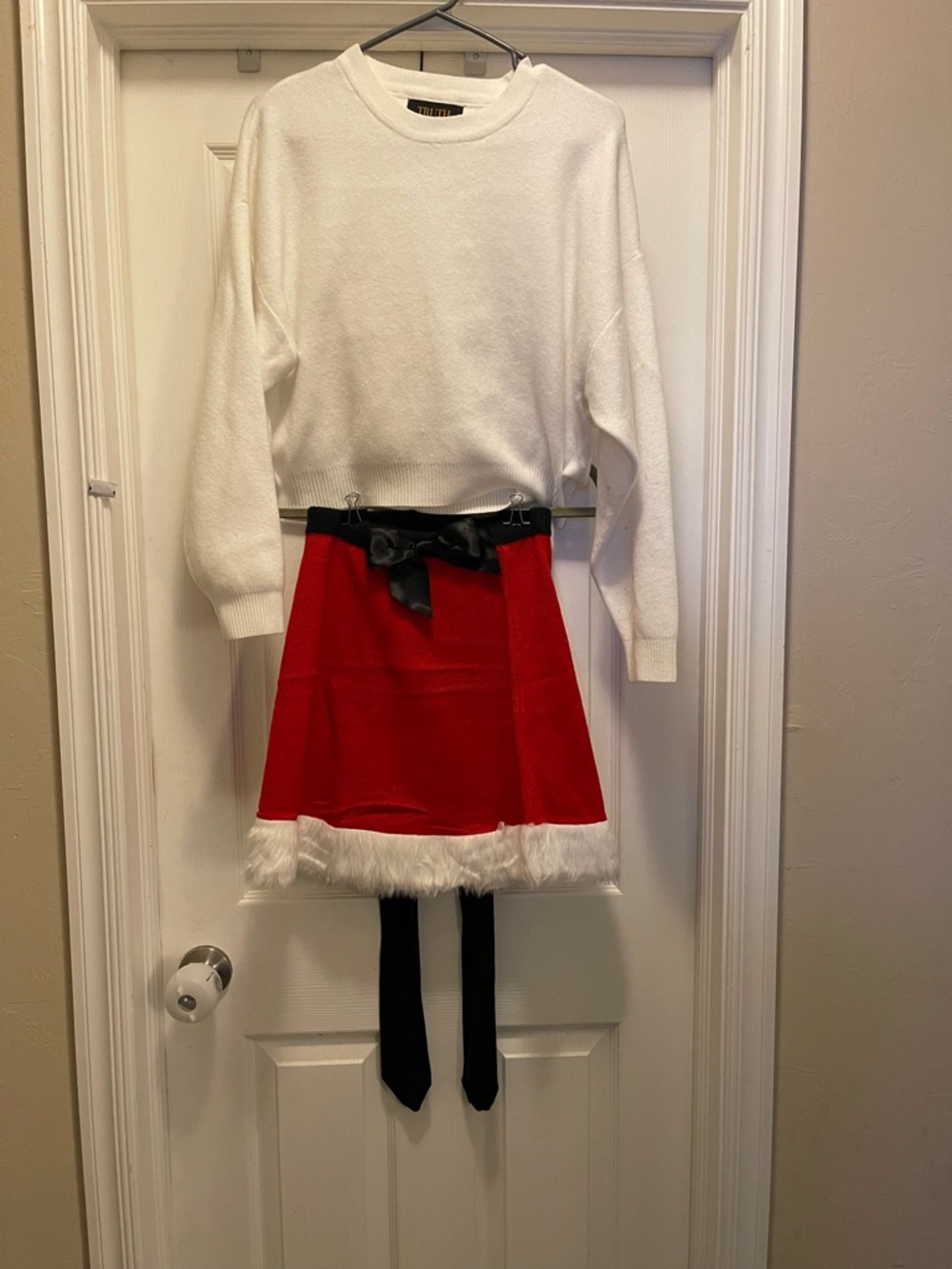 Santa Holiday A-Line Skirt and Crop White sweater